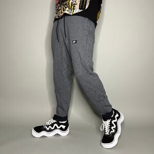 Vintage Y2K Nike Joggers Mens M Grey Cotton Sweatpants Black White Swoosh